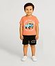 Tiny Hugs Cotton Knit Half Sleeves Car Printed Tee & Shorts Set - Peach