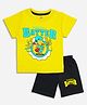 Tiny Hugs Cotton Knit Half Sleeves Baseball Batter Printed Tee & Shorts Set - Yellow
