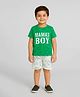 Tiny Hugs Cotton Knit Half Sleeves Mamas Boy Text Printed Tee & Shorts Set - Green