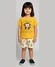 Tiny Hugs Cotton Knit Half Sleeves Monkey & Hello Banana Text Printed Tee & Shorts Set - Yellow