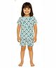 Tiny Hugs Cotton Knit Half Sleeves Penguin Printed Coordinating Tee & Shorts Set - Blue