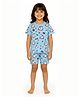 Tiny Hugs Cotton Knit Half Sleeves Dolphin Printed Coordinating Tee & Shorts Set - Blue