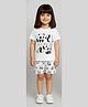 Tiny Hugs Cotton Knit Half Sleeves Panda Printed Tee & Shorts Set - White