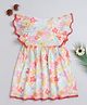 Bright Stars KIDSWEAR Mesh Knit Half Flutter Sleeves Floral  Printed Dress - Pink