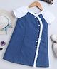 Bright Stars KIDSWEAR Denim Woven Half Puffed Sleeves Cut & Sew Detailed Dress - Blue