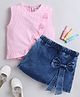 Bright Stars KIDSWEAR Waffle Knit Sleeveless Frill Detailed Top & Skort Set - Blue
