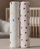 Grasping Fingers Soft Breathable Confetti-Heart Print 110x100 Cm 100% Muslin Cotton Baby Multipurpose Swaddle Set of 2