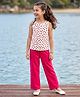 Pine Kids Cotton Knit Sleeveless Top & Pant Set With Floral Print - Offwhite