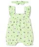 Babyhug 100% Cotton Interlock Knit Frill Sleeves Romper & Head Band With Bunny & Floral Print - Light Green