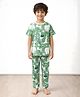 Anthrilo Pure Cotton Knit Half Sleeves Animal Printed Coordinating Tee & Pant Night Suit - Green