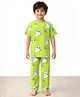 Anthrilo Pure Cotton Knit Half Sleeves Ghosts Printed Coordinating Tee & Pant Night Suit - Lime Green