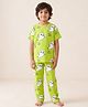 Anthrilo Pure Cotton Knit Half Sleeves Ghosts Printed Coordinating Tee & Pant Night Suit - Lime Green