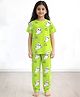 Anthrilo Pure Cotton Knit Half Sleeves Ghosts Printed Coordinating Tee & Pant Night Suit - Lime Green
