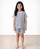 Anthrilo Pure Cotton Knit Half Sleeves Striped Tee & Shorts Night Suit - Black & White
