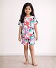 Anthrilo Pure Cotton Knit Half Sleeves Animal Printed Tee & Shorts Night Suit - White
