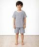 Anthrilo Pure Cotton Knit Half Sleeves Striped Tee & Shorts Night Suit - Black & White