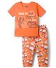 Doodle Poodle Single Jersey Knit Half Sleeves JCB Printed T-Shirt & Pyjama Night Suit - Orange