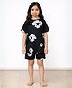Anthrilo Pure Cotton Knit Half Sleeves Floral Printed Tee & Shorts - Black