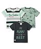 Mini Donuts Cotton Knit Half Sleeves Striped & Text Printed T-Shirts Pack of 3 - Light Green ,OffWhite & Black