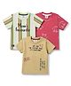Mini Donuts Cotton Knit Half Sleeves Striped Text & Beach Theme Printed T-Shirts Pack Of 3 - Rust Orange OffWhite & Khaki