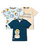 Mini Donuts Cotton Knit Half Sleeves Round Neck T-Shirts with Bear Print Pack of 3 - Navy