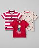 Mini Donuts Sinker Knit Half Sleeves T-Shirts With Game Print Pack of 3 - Red Offwhite & Beige