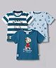 Mini Donuts Sinker Knit Half Sleeves Animal & Sports Printed T-Shirts Pack of 3 - Blue & Offwhite