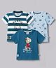 Mini Donuts Sinker Knit Half Sleeves Animal & Sports Printed T-Shirts Pack of 3 - Blue & Offwhite