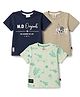 Mini Donuts Sinker Knit Half Sleeves Sports & Space Theme Printed T-Shirts Pack Of 3 - Light Green Navy Blue & Beige