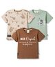 Mini Donuts Sinker Knit Half Sleeves Sports & Space Theme Printed T-Shirts Pack of 3 - Beige Brown & Light Green