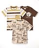 Mini Donuts Cotton Knit Half Sleeves T-Shirts with Teddy Bear and Floral Print Offwhite 6-12 Months Pack of 3