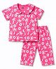 Doodle Poodle 100% Cotton Knit Half Sleeves Palm Tree  & Floral Printed Co-Ords Shirt & Pyjama Night Suit - Pink