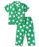 Babyhug Cotton Woven Half Sleeves Shirt & Pyjama Co-ord Night Suit with Star Print - Green