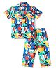 Babyhug Cotton Woven Half Sleeves Printed Shirt & Pyjama Co-ord Night Suit - Blue