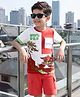 OLLINGTON ST. Sinker Knit Half Sleeves Printed T-Shirt & Shorts Set - Multicolor