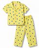 Babyhug Cotton Woven Front Open Half Sleeves Star Printed Shirt & Pyjama Night Suit - Yellow