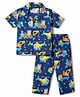 Babyhug Cotton Woven Half Sleeves Shirt & Pyjama Co-ord Night Suit with Vehicle Print - Navy Blue