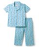 Babyhug Cotton Woven Front Open Half Sleeves Nautical Theme Printed Shirt & Pyjama Night Suit - Blue