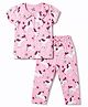 Doodle Poodle Single Jersey Knit Half Sleeves Shirt & Pyjama Night Suit With Unicorn Print - Pink