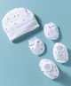 Bubble Pop Interlock Knit Printed Cap Mitten & Booties Set White - Diameter 15 cm