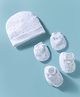 Bubble Pop Interlock Knit Cap Mitten & Booties With Star & Cloud Print White - Diameter 9 cm