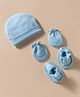 Bubble Pop Interlock Knit Solid Cap Mitten & Booties Blue - Diameter 15 cm