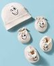 Bubble Pop Interlock Knit Cap Mitten & Booties With Face Print Light Brown - Diameter 14 cm