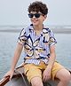 OLLINGTON ST. Sinker Knit Half Sleeves Striped Shirt & Cargo Shorts Set With Floral Print - Multicolor