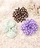 Flaunt Chic Set of 3 Polka Dots Printed Pinwheel Bow Applique Detailed Alligator Hair Clips -  Purple