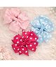 Flaunt Chic Set Of 3 Pinwheel Bow Applique Detailed Polka Dots Designed Hair Clips - Pink