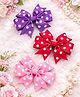 Flaunt Chic Set Of 3 Pinwheel Bow Applique Detailed Polka Dots Designed Hair Clips - Pink