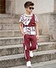 OLLINGTON ST. Cotton Knit Printed Half Sleeves T-Shirt &  Joggers Set -Multicolour & Brown