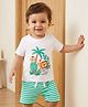 Doodle Poodle 100% Cotton Single Jersey Knit Half Sleeves Jungle Theme Printed T-Shirt & Shorts Night Suit - Green & White