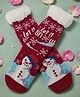 Butterthief Woollen Knit Christmas Theme Snowman & Snowflake Designed Anti Skid Socks - Maroon